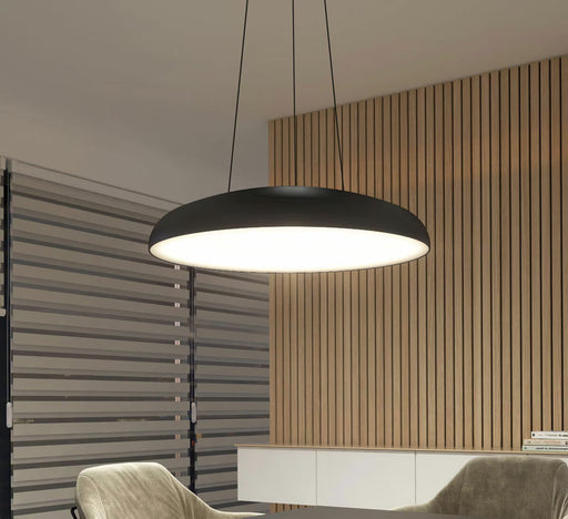Matte Black Saucer LED Pendant Light – 24-Inch Dimmable Fixture with Adjustable Colour Temperature