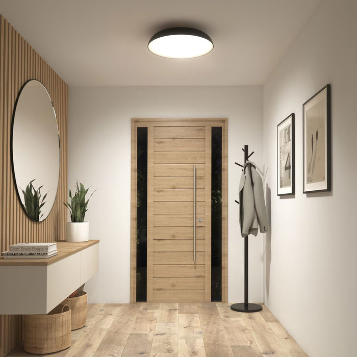 Matte Black Dome LED Ceiling Light – Dimmable Flush-Mount Fixture with 3CCT Colour Options