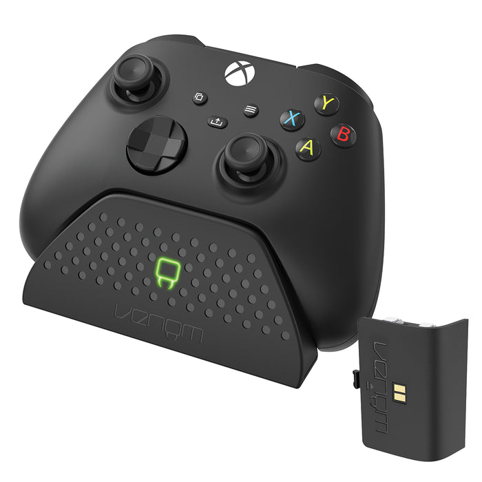 Xbox controller charging dock with LED display and rechargeable battery – black design for Series X/S