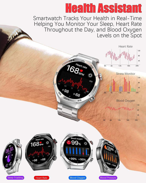 Men's Smart Watch – HD Touch Screen with 24/7 Heart Rate & Blood Monitoring - Samanta Factory