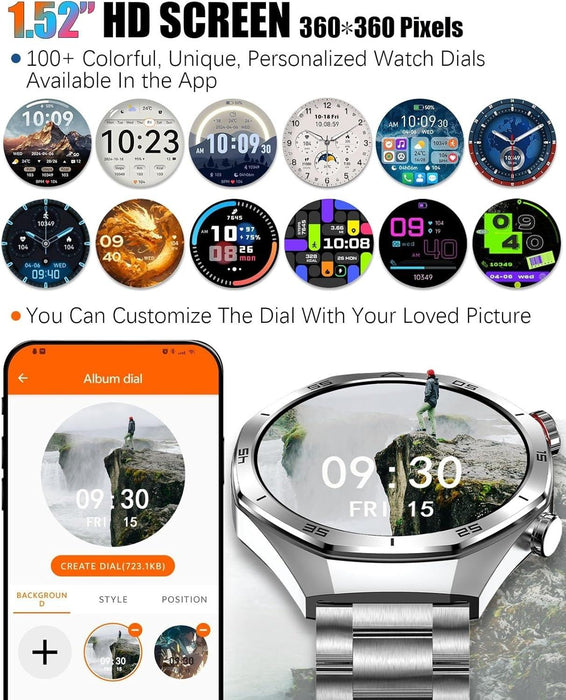 Men's Smart Watch – HD Touch Screen with 24/7 Heart Rate & Blood Monitoring - Samanta Factory