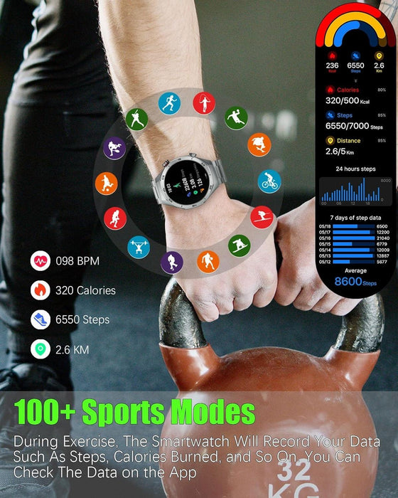 Men's Smart Watch – HD Touch Screen with 24/7 Heart Rate & Blood Monitoring - Samanta Factory