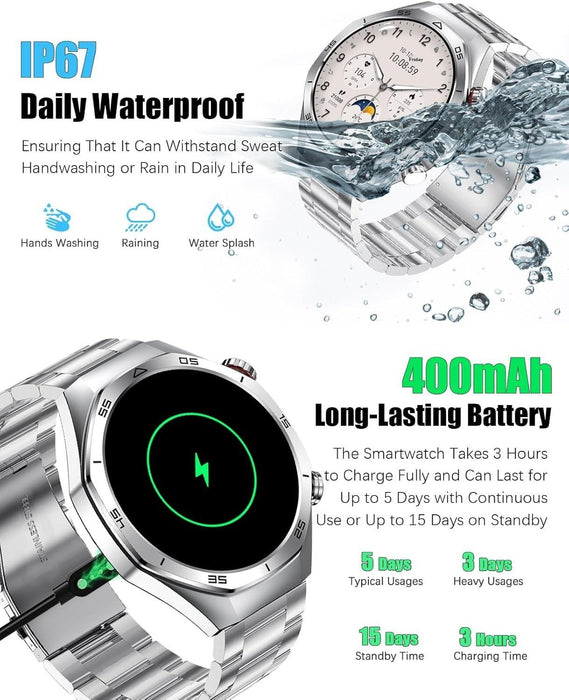 Men's Smart Watch – HD Touch Screen with 24/7 Heart Rate & Blood Monitoring - Samanta Factory