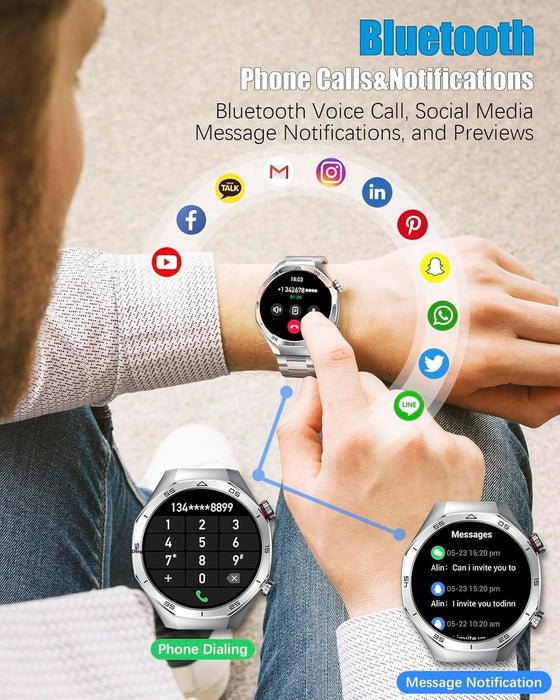 Men's Smart Watch – HD Touch Screen with 24/7 Heart Rate & Blood Monitoring - Samanta Factory