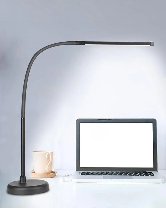 Adjustable LED Desk Lamp with 360° Flexible Gooseneck and Dimmable Brightness – Modern Aluminum Design