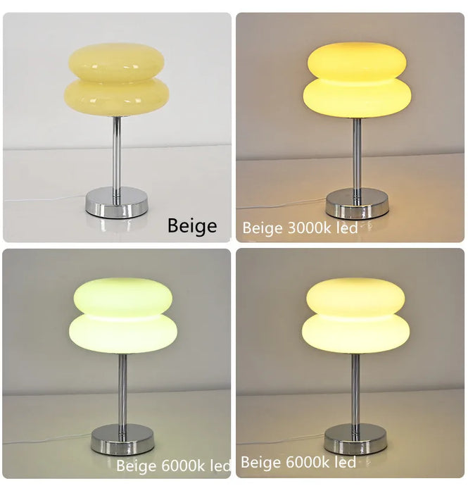 Modern Stained Glass Table Lamp – Touch Control LED Bedside Lighting - Samanta Factory
