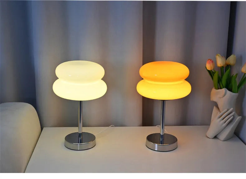Modern Stained Glass Table Lamp – Touch Control LED Bedside Lighting - Samanta Factory