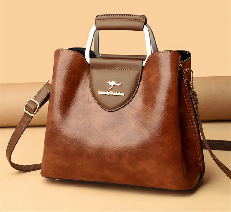 Women’s luxury leather tote bag – high-quality microfiber designer shoulder and crossbody handbag with zipper closure