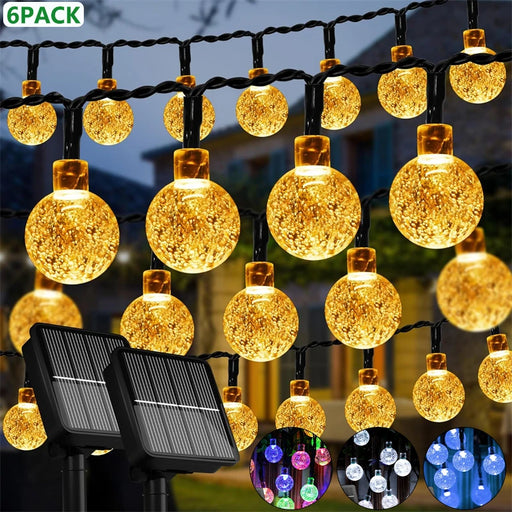 Solar-powered 10m waterproof LED crystal globe string lights for outdoor garden and holiday dΓ©cor