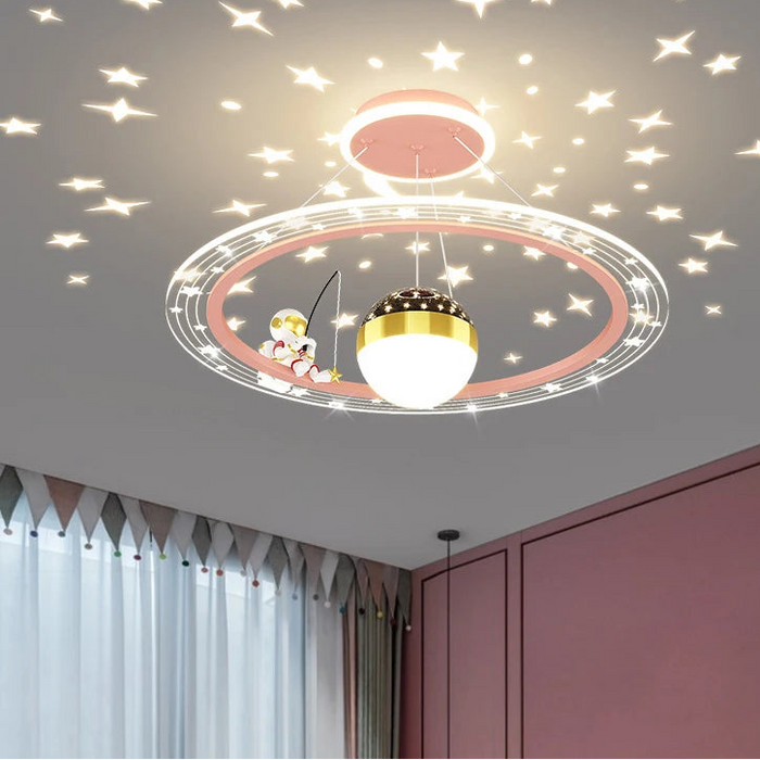 Modern Flush Mount LED Chandelier with Up & Down Metal Shades and Remote Dimming