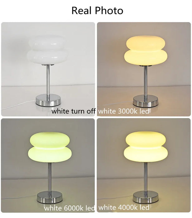 Modern Stained Glass Table Lamp – Touch Control LED Bedside Lighting - Samanta Factory