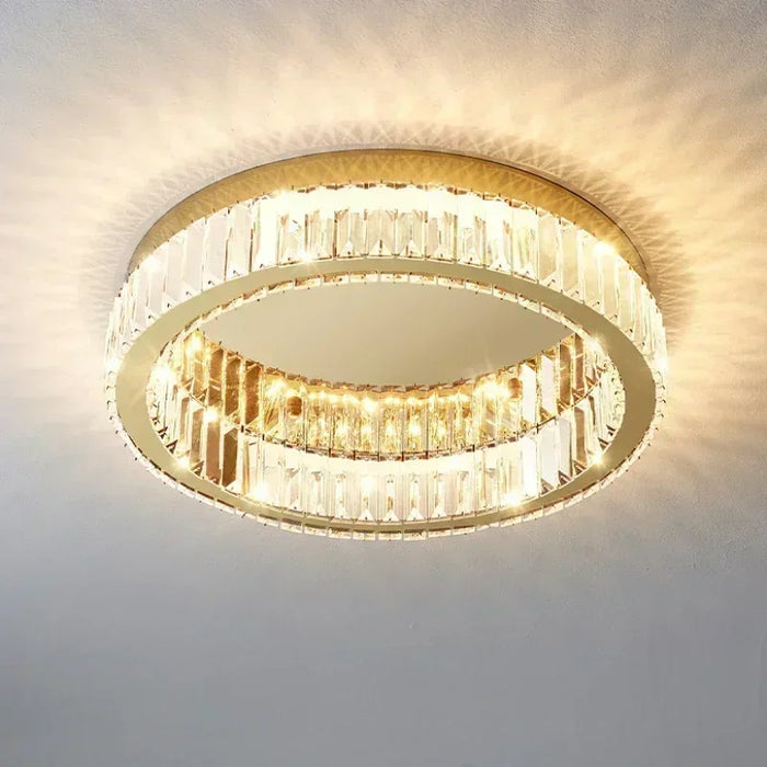 Gold Stainless Steel LED Crystal Chandelier with Remote Control