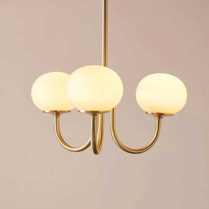 Modern Semi-Flush Chandelier with Frosted Glass Upward Shades