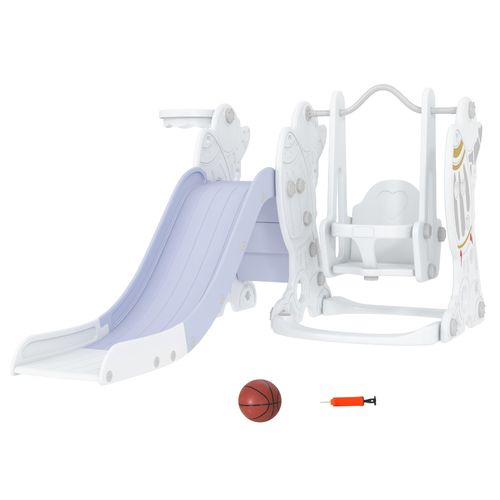 AIYAPLAY 3-in-1 space-themed toddler playset with slide, swing, and basketball hoop β safe indoor/outdoor activity set for UK children aged 18 to 48 months