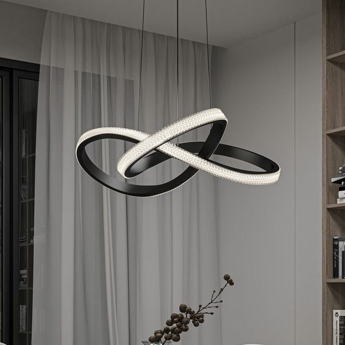 Matte Black LED Pendant Light – Adjustable Dimmable Pendant with Diamond-Effect Diffuser