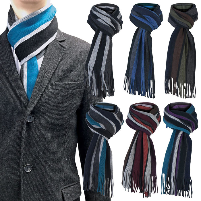Giovanni Cassini striped scarf in soft acrylic knit for winter warmth and style