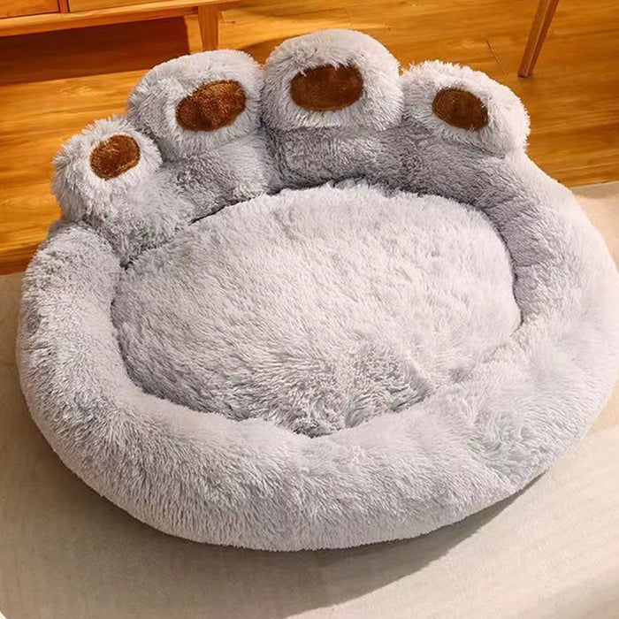 Fluffy dog bed with soft plush design in circular shape for small to large pets