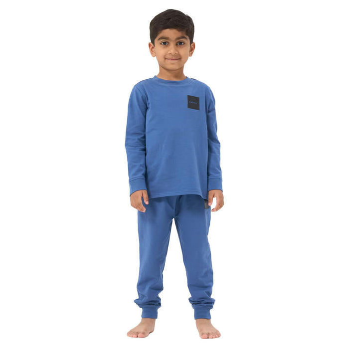 Cotton-rich kids long sleeve tee with ribbed cuffs in youth sizes 5 to 12