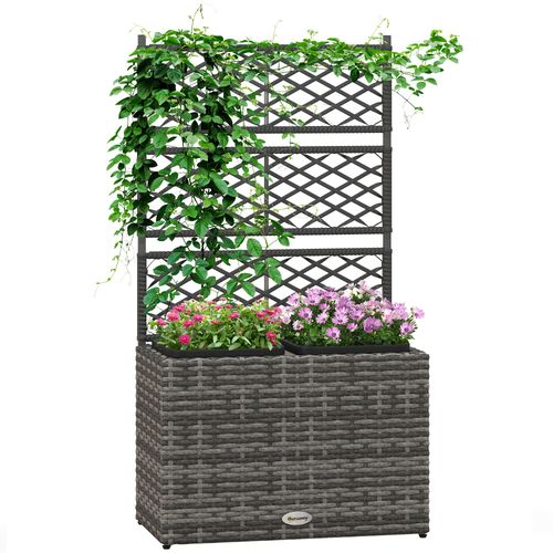 57x30x107cm Raised Bed with Adjustable Feet and Trellis for Gardening