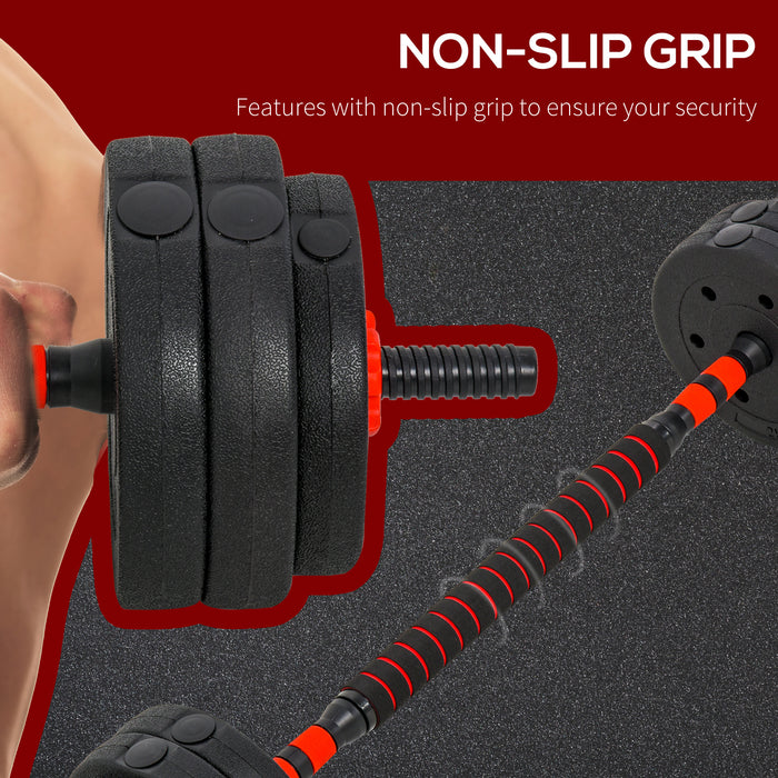 25kg adjustable dumbbell and barbell set for home gym workouts – compact, dual-use weights with plates and connector bar