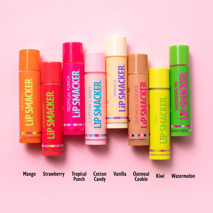 8-piece fruity flavored lip gloss set with high-shine, moisturizing formula