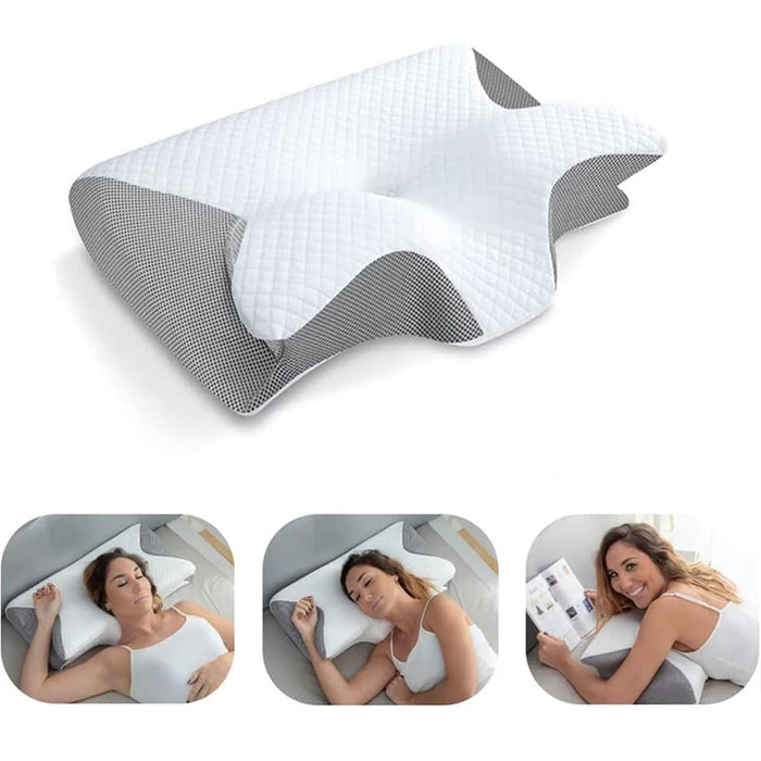 Ergonomic cervical memory foam pillow for neck pain relief and optimal sleep comfort