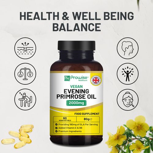 Vegan Evening Primrose Oil Capsules – High Strength GLA Supplement for Women’s Health