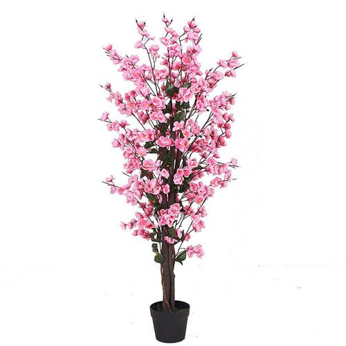 120cm lifelike artificial pink blossom tree in plastic pot by Leaf Design UK