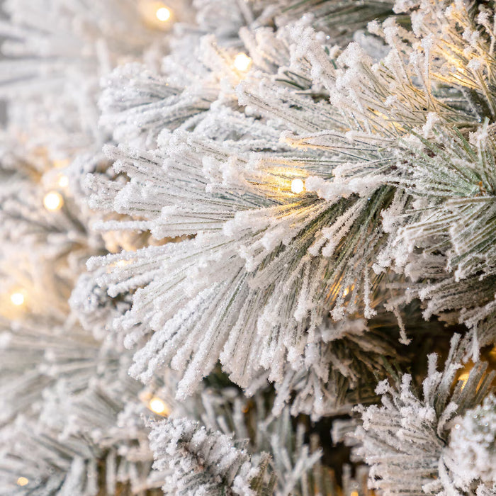 7.5 Ft (2.3M) Pre-Lit Glitter Flocked Artificial Christmas Tree with 1,150 Color-Changing Micro Twinkle LED Lights