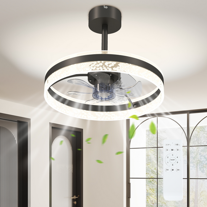 Modern LED Ceiling Fan with Remote – 6-Speed, Reversible Motor & Adjustable Light Modes - Samanta Factory