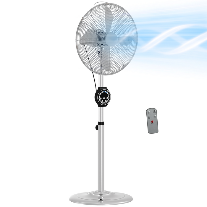 Metal Pedestal Fan – Oscillating Cooling with Adjustable Height & Timer - Samanta Factory