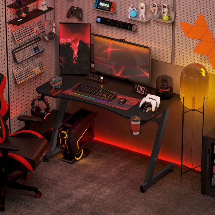 Gaming Desk Steel Frame – Z-Shape Base with Cup & Headphone Holder - Samanta Factory