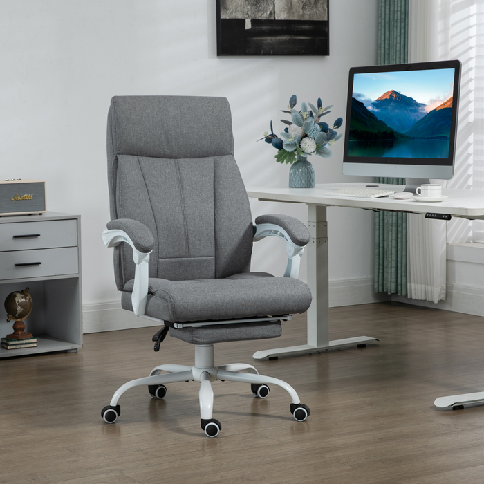 Vinsetto Grey Office Chair – 155° Reclining Fabric Desk Chair with Footrest & Height Adjustment - Samanta Factory