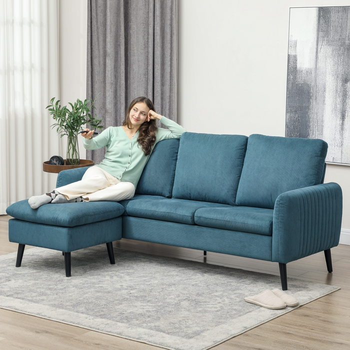 3-Seater Corduroy Sofa – Modular Chaise Lounge with Adjustable Legs & Plush Foam Comfort - Samanta Factory