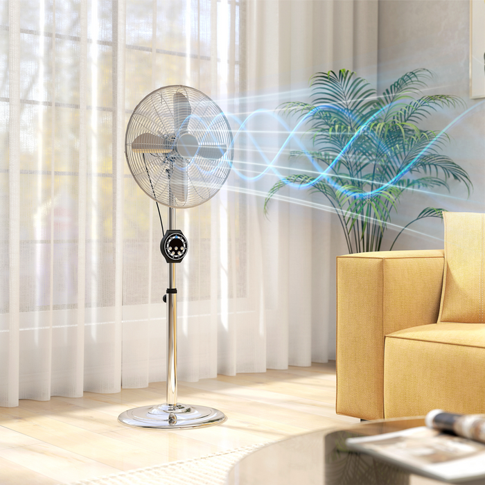 Metal Pedestal Fan – Oscillating Cooling with Adjustable Height & Timer - Samanta Factory