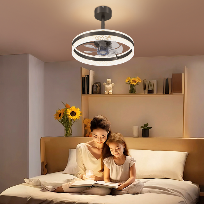 Modern LED Ceiling Fan with Remote – 6-Speed, Reversible Motor & Adjustable Light Modes - Samanta Factory