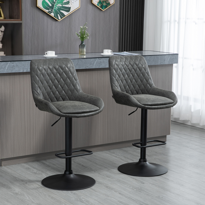 Adjustable Bar Stools Set – Swivel PU Leather with Footrest - Samanta Factory
