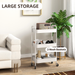 3-Tier Steel Storage Trolley – White Rolling Kitchen Cart with Baskets & Wheel - Samanta Factory