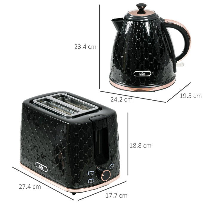Electric Kettle & Toaster Breakfast Set – Fast Boil & 7 Browning Levels with Stylish Honeycomb Design - Samanta Factory