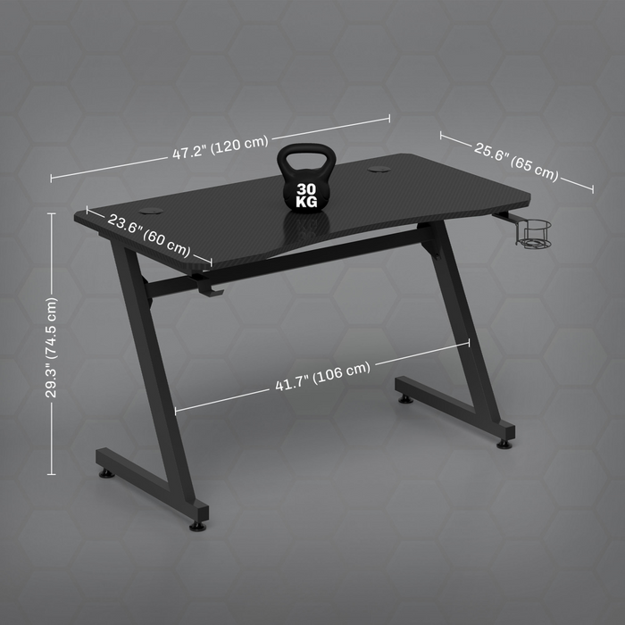 Gaming Desk Steel Frame – Z-Shape Base with Cup & Headphone Holder - Samanta Factory