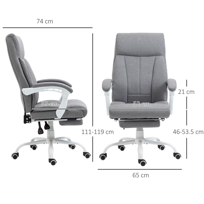 Vinsetto Grey Office Chair – 155° Reclining Fabric Desk Chair with Footrest & Height Adjustment - Samanta Factory