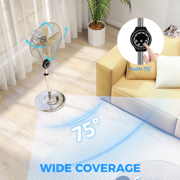 Metal Pedestal Fan – Oscillating Cooling with Adjustable Height & Timer - Samanta Factory