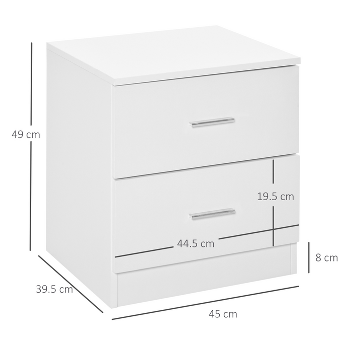 2-Drawer Bedside Table – White Nightstand with Storage for Bedroom & Living Room - Samanta Factory