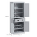 Tall Grey Storage Cabinet – 2-Door Cupboard with Drawer & Adjustable Shelves - Samanta Factory