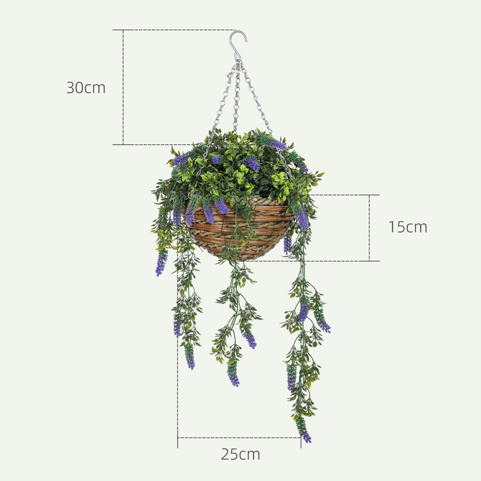Artificial Lavender Hanging Basket – Realistic UV-Protected Faux Flowers for Indoor & Outdoor Decor - Samanta Factory