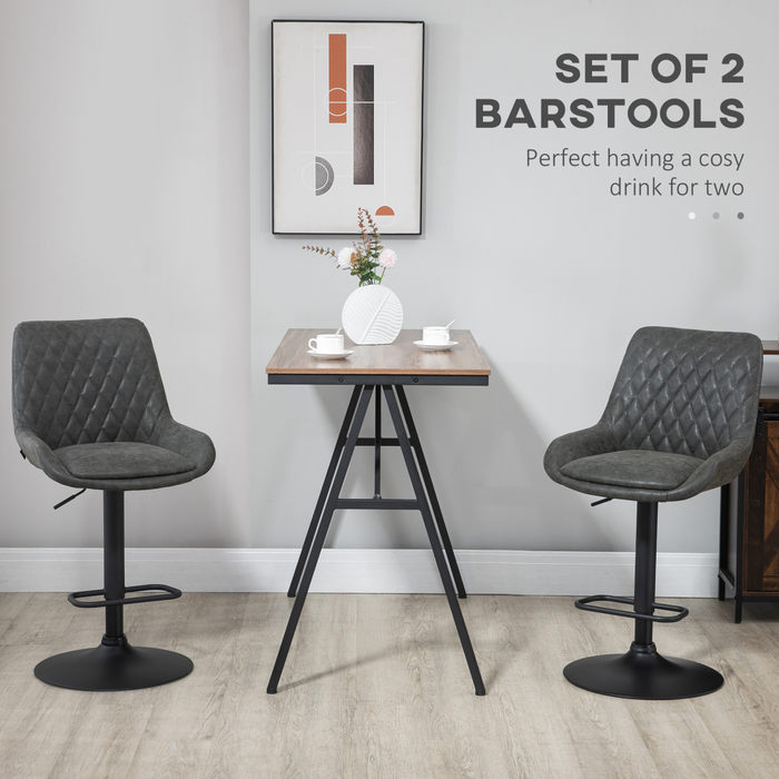 Adjustable Bar Stools Set – Swivel PU Leather with Footrest - Samanta Factory