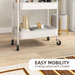 3-Tier Steel Storage Trolley – White Rolling Kitchen Cart with Baskets & Wheel - Samanta Factory