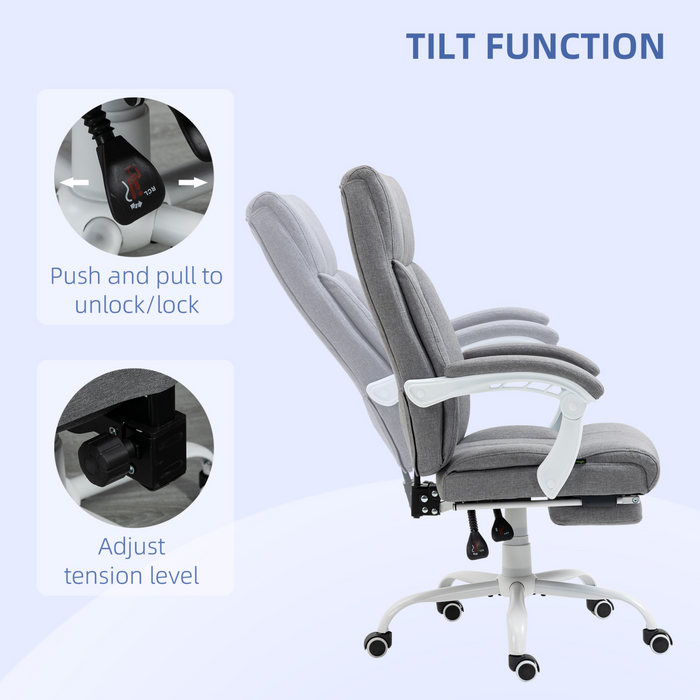 Vinsetto Grey Office Chair – 155° Reclining Fabric Desk Chair with Footrest & Height Adjustment - Samanta Factory