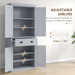 Tall Grey Storage Cabinet – 2-Door Cupboard with Drawer & Adjustable Shelves - Samanta Factory
