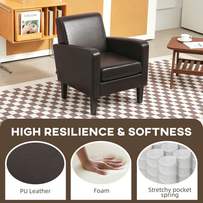 Accent Armchair – Compact PU Leather Chair with Pocket Spring Support - Samanta Factory